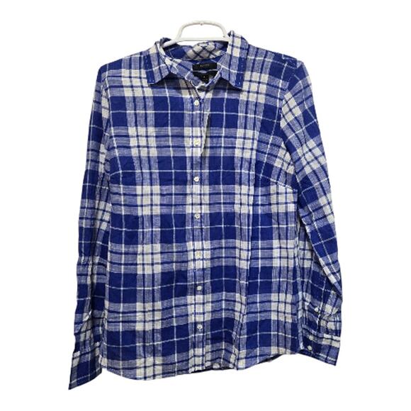 J.Crew Blue Plaid Perfect Shirt Women’s Size 8 NWT - Picture 1 of 10